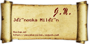 Jánoska Milán névjegykártya