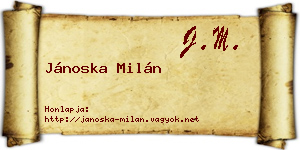 Jánoska Milán névjegykártya